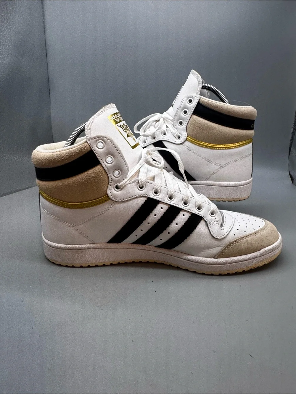 Adidas Top Ten Rb High Top Leather Sneaker White/Black/ Gold - Men's Size 11